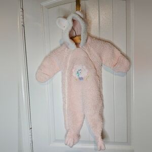 Vintage Cuddletime Pink Fleece Hooded Bunting Pram Suit 6-12 Months